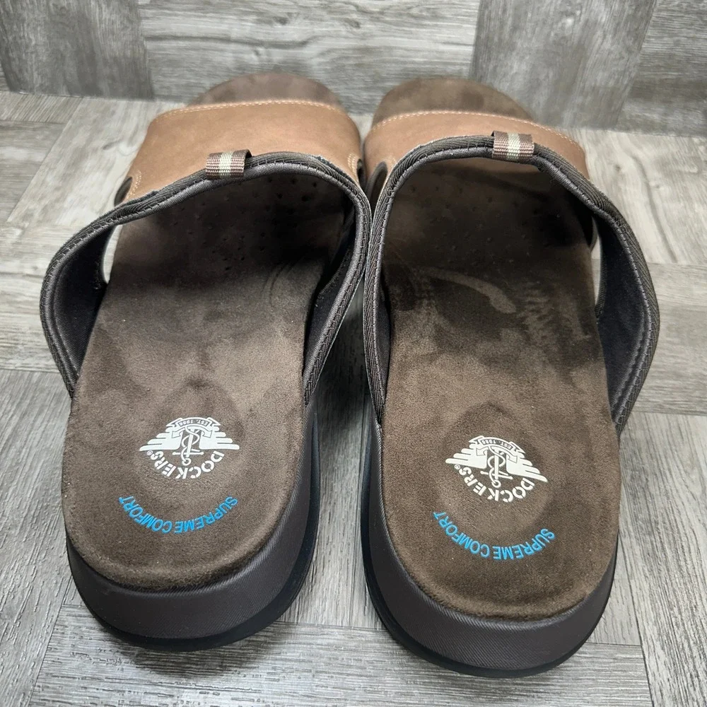 Dockers Slide Sandals Mens 13 Brown Comfort Casual Slip On NEW